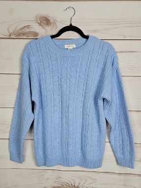 Vintage Talbots Baby Blue Cable Knit Sweater Size Small Tennis Prep Coquette